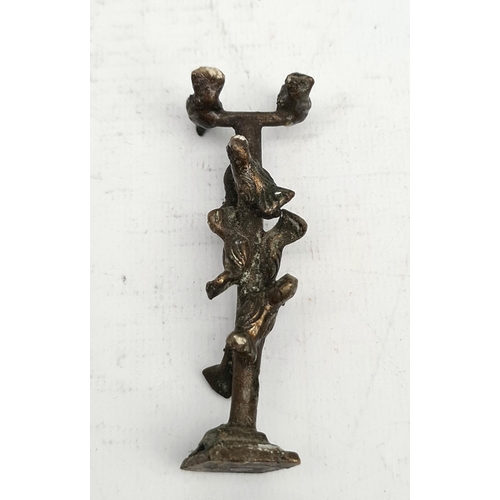 149 - Early 20th Century West African Ashanti Akan Bronze Gold Weight Figure Shaped As a Tree of Birds Dee... 