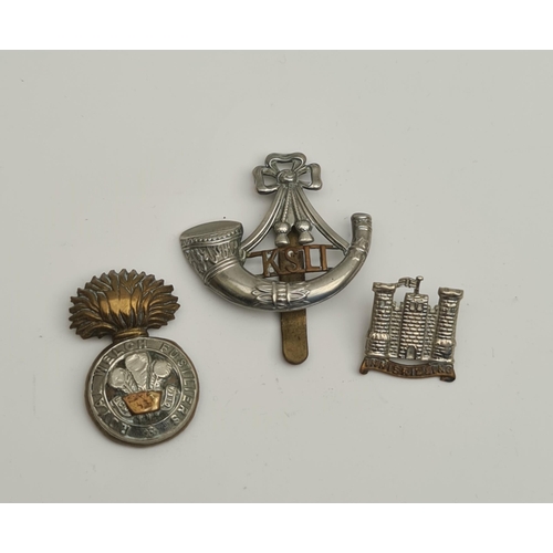 174 - Military Badges Kings Shropshire Light Infantry, Royal Welch Fusiliers and 6th Inniskilling Dragoons... 