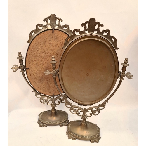 186 - Pair of Brass French Style Swivel Table Mirrors. Earch Measures 50cm tall by 33cm wide. Shipping is ... 