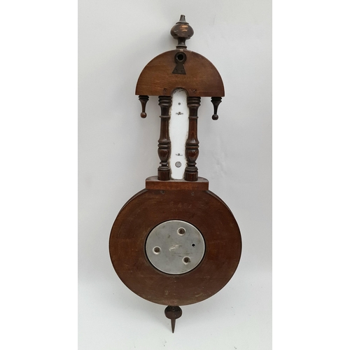 202 - Antiques German Lufft Dark Carved Wood Aneroid Barometer With Ceramic Thermometer Scale. Measures 19... 