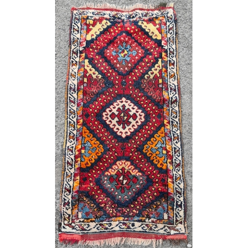 210 - Antique High Quality Hand Knotted Persian Style Prayer Mat or Rug. Measures 19 inches by 41 inches. ... 