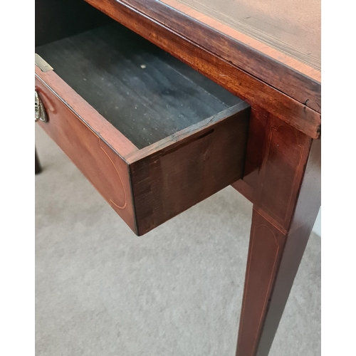 217 - Georgian Side Table or Tea Table. Two front drawers with stringing. Stringing and inlay border to to... 