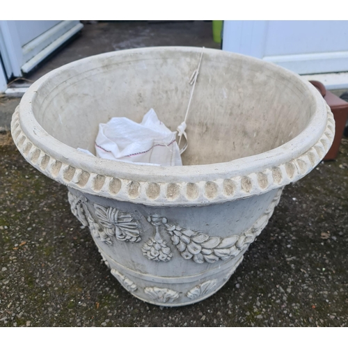 22 - Two Round reconstituted stone Planters with shells and garlands embossed below a piecrust lip. Each ... 