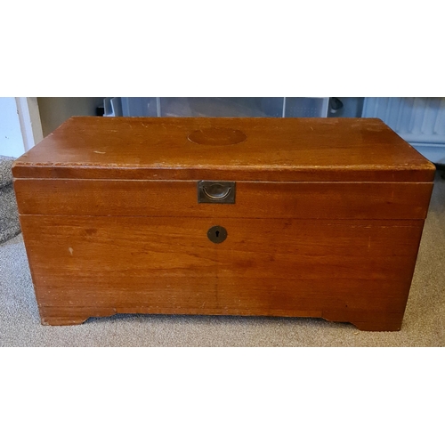 236 - Vintage  20th Century Camphor Chest Box With Internal Shelf. Measures 29 inches by 14 inches by 14 i... 