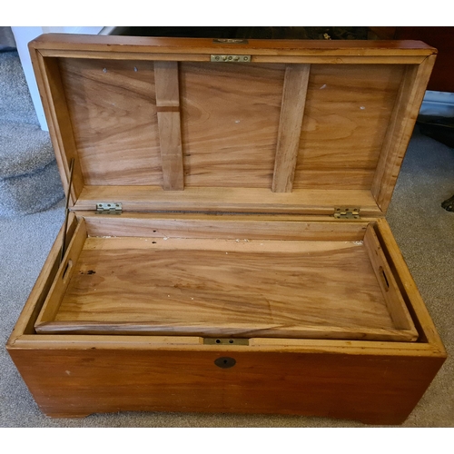 236 - Vintage  20th Century Camphor Chest Box With Internal Shelf. Measures 29 inches by 14 inches by 14 i... 