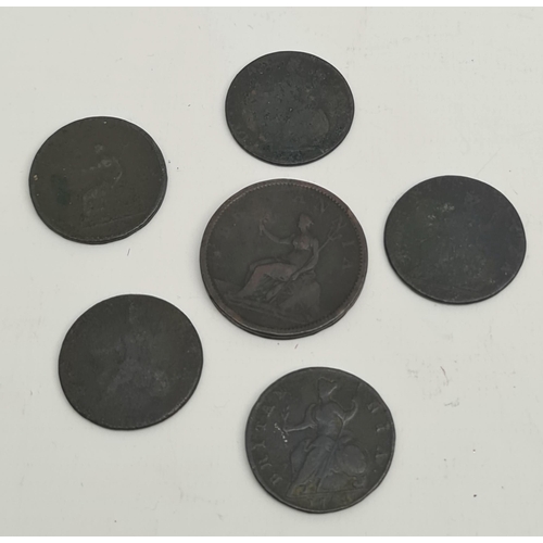 284 - Collectable Coins 6 British Georgian Coins. Includes George III Penny, George III Half Penny and 4 x... 