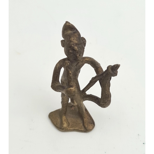 3 - Vintage West African Ashanti Akan Bronze or Brass Gold Weight Figure Musician. Measures 7cm tall wei... 