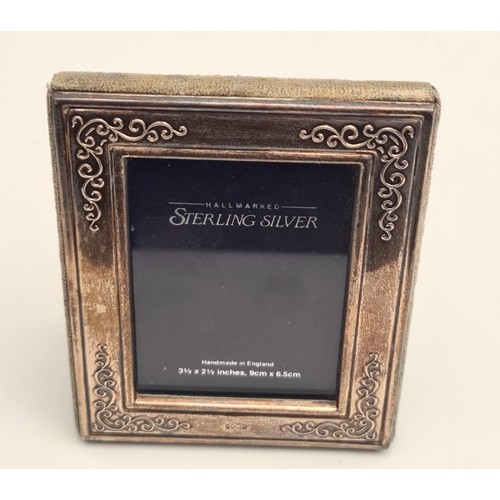 306 - Sterling Silver Glazed Picture Frame Plus a Glazed Silver Plated Picture Frame and a Glazed Made in ... 