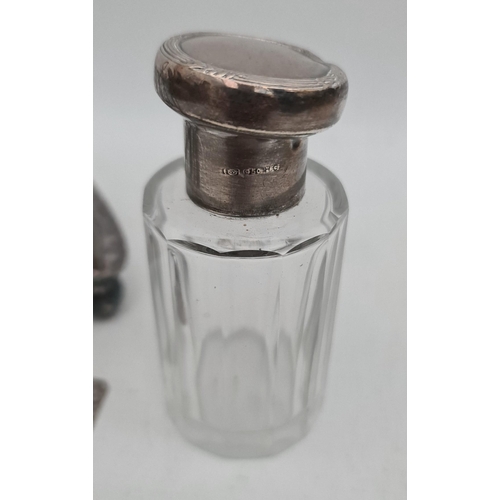 308 - 950 Silver Topped Scent Bottle and White Metal Man on a Penny Farthing Bicycle and Silver Plated Elk... 