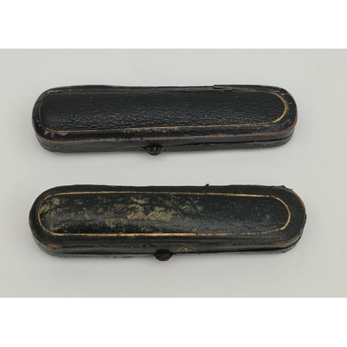 346 - 2 x Cheroot Holders In Original Cases. Includes a 9ct Gold Plated banded cheroot. Each measures 3 in... 