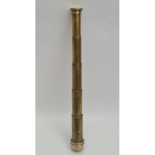 348 - Antique Brass Four Draw Telescope Inscribed G. H. and C. Gowland of Sunderland. Good working order. ... 