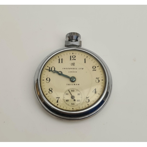 372 - Vintage Ingersoll Ltd London Triumph Pocket Watch in Stainless Steel Case. Appears in working order.... 