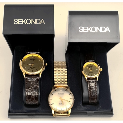 385 - Parcel of 3 x Vintage Wrist Watches. Includes His and Hers Boxed Sekonda Quartz Wrist Watches and a ... 