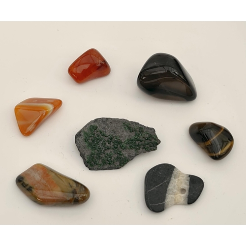 414 - Collectable Rocks and Minerals. Parcel of 7 Items. Includes Uvarovite Garnets and Six Various Polish... 