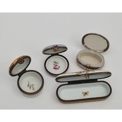 430 - Parcel of 4 Miniature Trinket Boxes. Includes Three Limoges Porcelain Hand Painted (Peint Mein) Boxe... 