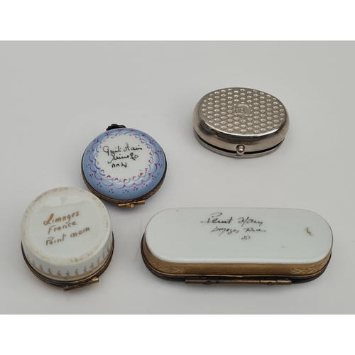 430 - Parcel of 4 Miniature Trinket Boxes. Includes Three Limoges Porcelain Hand Painted (Peint Mein) Boxe... 