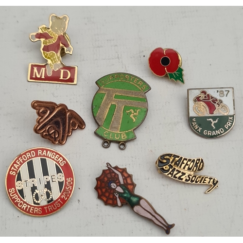 438 - Vintage Parcel of 8 Assorted Badges. Includes Enamel Bather, Jazz, Rupert Bear, Stafford Rangers, En... 