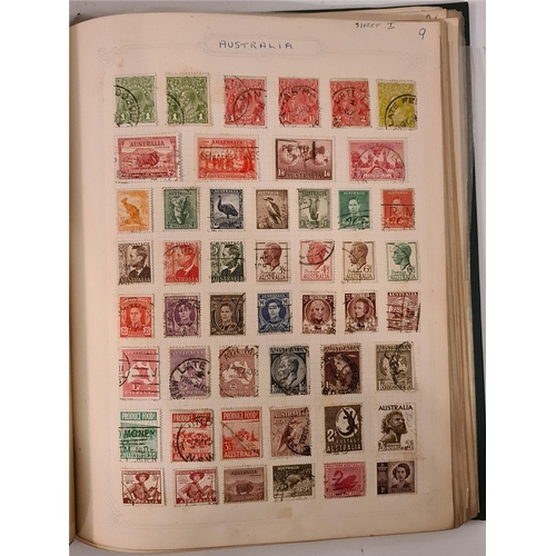 441 - Vintage Norfolk Stamp Album With Wold Stamps Including Canada and China and Many Commonwealth Countr... 