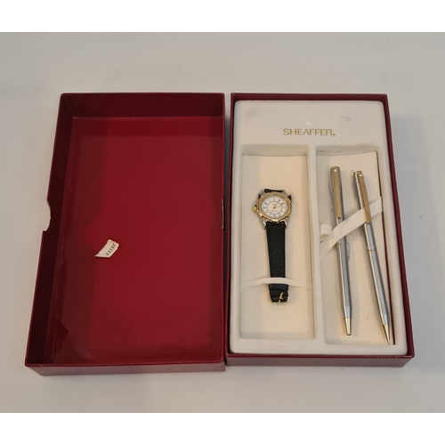 445 - Vintage Boxed Sheaffer Ball Point Pen and Pencil With Corvair Wrist Watch c1990's. Shipping is avail... 