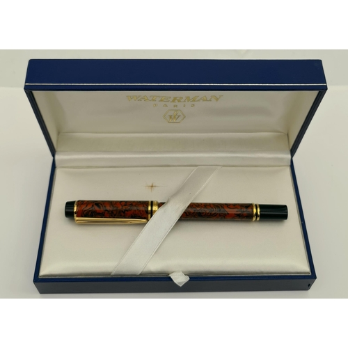 448 - Waterman 200 Rhapsody Red Fountain Pen 18ct Gold Nib, in Original Box With Original Paperwork and In... 