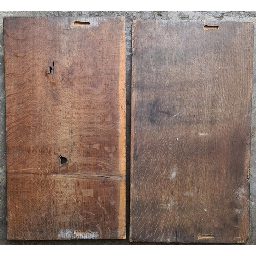 451 - Pair of Antique Hand Carved Wooden Oak Panels. Each measures 45cm long 2cm thick and 25cm wide. Ship... 