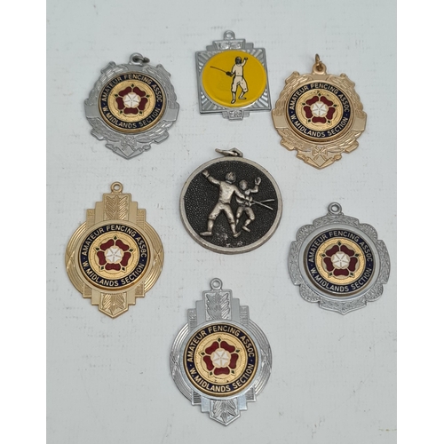 458 - Vintage 7 x Assorted Fencing Medals 1980's. Shipping is available. Please ask for a quote before bid... 