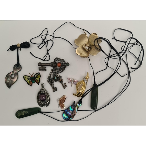 67 - Vintage Parcel of Costume Jewellery. Includes Butterfly Brooch Pendants Miracle Pendant and Brooch a... 