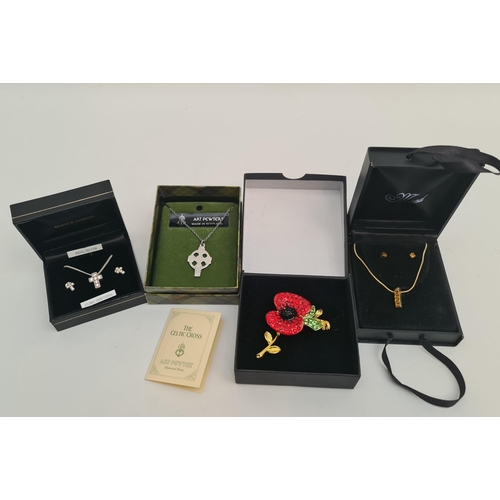 77 - Costume Jewellery Includes Art Pewter Celtic Cross and Chain in Original Box, Necklace Pendant and E... 