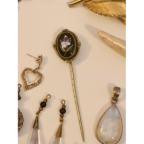 81 - Parcel of Costume Jewellery. Includes Victorian Enamelled Stick Pin Brooch, Bone Brooch, Other Brooc... 