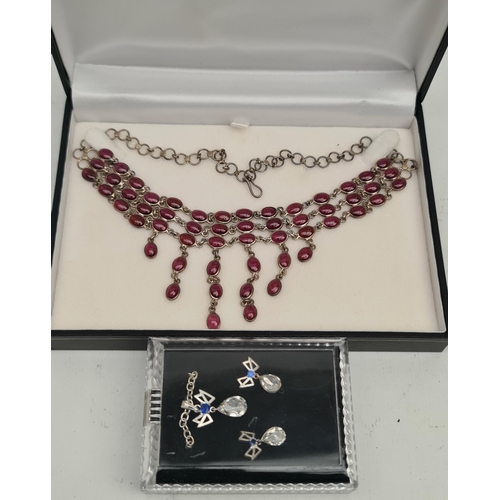 86 - Vintage Boxed Necklace With Pendant and Matching Earrings Plus Boxed Silver Coloured Metal Necklace ... 