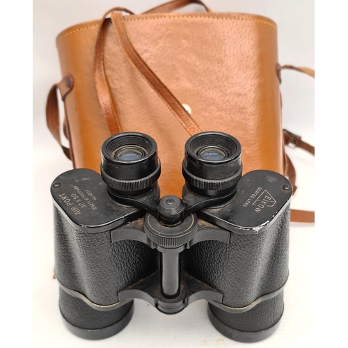 9 - Eikow Air Port Binoculars 12 x 50 Coated Lens With Original Leather Carry Case. Shipping is availabl... 