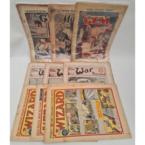 91 - 10 x 20th Century Comics or Boys Papers. Includes The Magnet 1940, The Gem 1934, 1937, The War Illus... 