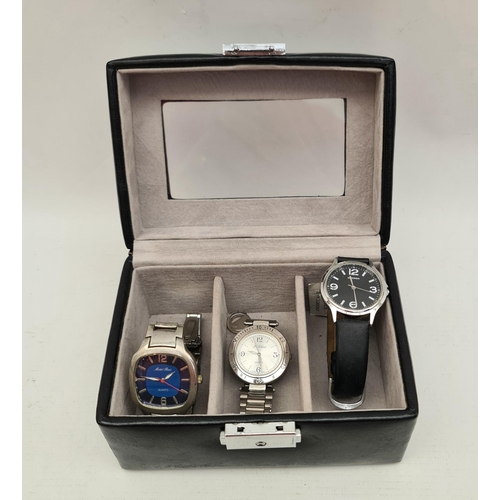 379 - 3 Assorted Wrist watches in Watch Display Box Shipping is available. Please ask for a quote before b... 