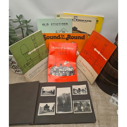 125 - Vintage Parcel of Music Teaching Books For Organ, Recorder and Percussion. Plus Stafford Local Histo... 