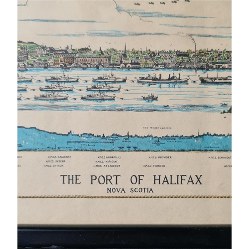 142 - Vintage Framed Map Showing The Layout of The Port of Halifax Nova Scotia Canada and Named Royal Cana... 