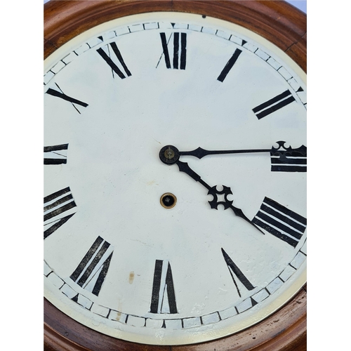 201 - Antique Circular Wooden Wall Clock With Painted Face and Numerals. Measures 41cm diameter by 11cm de... 