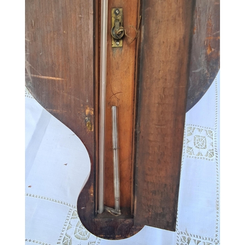 202 - Antique Mahogany Cased Wheel Barometer Brass Dial By P. Comolli & Co Dudley. Measures 96cm long by 2... 