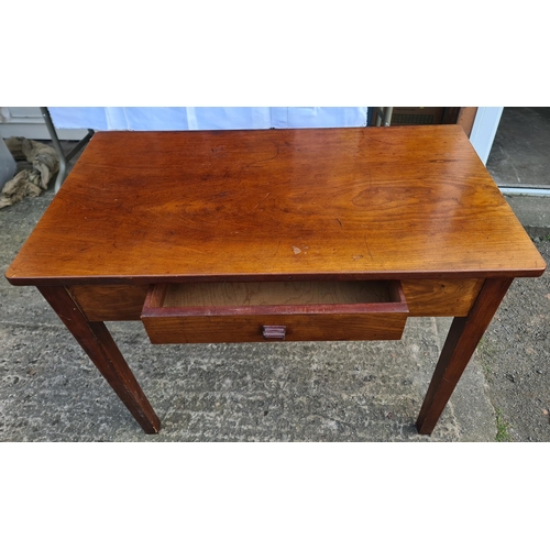 216 - Antique Mahogany Table With Single Drawer. Measures 92cm by 51cm by 72cm tall. Shipping is available... 