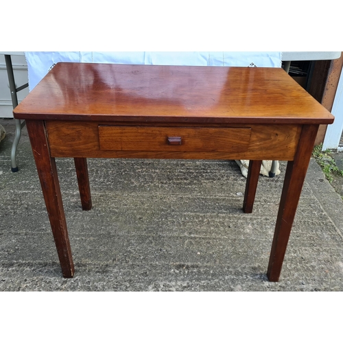 216 - Antique Mahogany Table With Single Drawer. Measures 92cm by 51cm by 72cm tall. Shipping is available... 