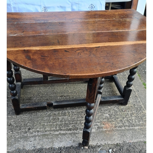 217 - Antique Bobbin Leg Two Drop Leaf Oak Table. Pinned Joints and Original Hinges With Supporting Later ... 