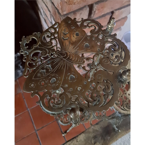 235 - Vintage Three Tier Brass Butterfly Conservatory Plant Stand. Each leaf of the stand has pierced butt... 