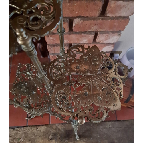 235 - Vintage Three Tier Brass Butterfly Conservatory Plant Stand. Each leaf of the stand has pierced butt... 