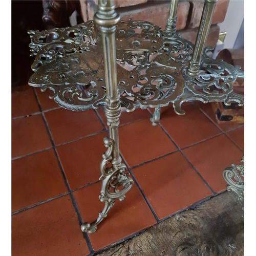 235 - Vintage Three Tier Brass Butterfly Conservatory Plant Stand. Each leaf of the stand has pierced butt... 