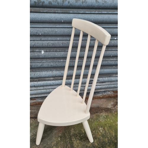 240 - Vintage Ercol Style Milking Chair or Childs Chair. Painted White. Measures 69cm tall by 28cm wide an... 