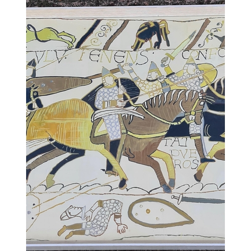 254 - Vintage Art Framed and Glazed Amateur Mixed Media on Board Painting of The Bayeux Tapestry. Painted ... 