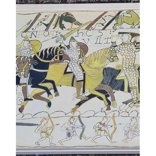 254 - Vintage Art Framed and Glazed Amateur Mixed Media on Board Painting of The Bayeux Tapestry. Painted ... 