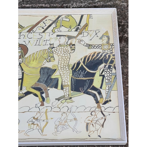 254 - Vintage Art Framed and Glazed Amateur Mixed Media on Board Painting of The Bayeux Tapestry. Painted ... 