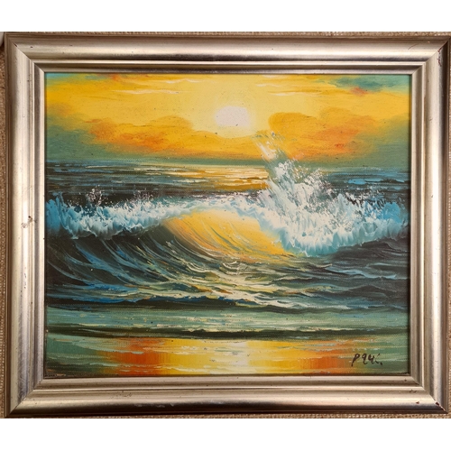 256 - Vintage Art Framed Oil Painting On Canvas Coastal Scene. Signed lower Right. Measures 36cm by 30cm. ... 