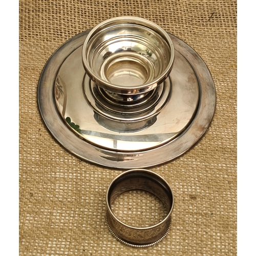 312 - Sterling Silver Tazza hallmarked GB and Co Birmingham 1946 and a Napkin Rink Hallmarked Birmingham R... 