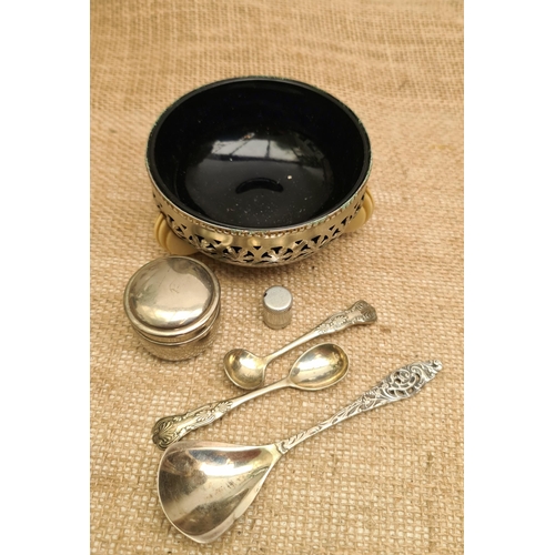 315 - Parcel of Silver Plated Ware. Includes Art Deco Bowl A pot and Assorted Spoons. The Art Deco bowl me... 